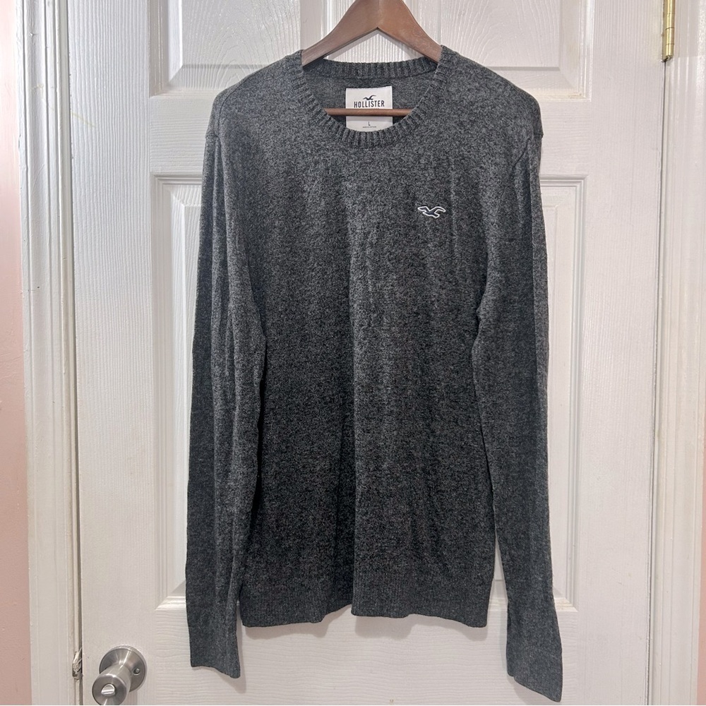 Hollister Crewneck Sweater Men's Black Gray Marbled Size Large Fall